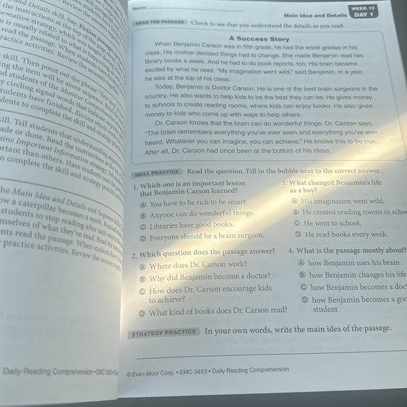 Daily reading comprehension, common core learning book grade 3 - Picture 3 of 3